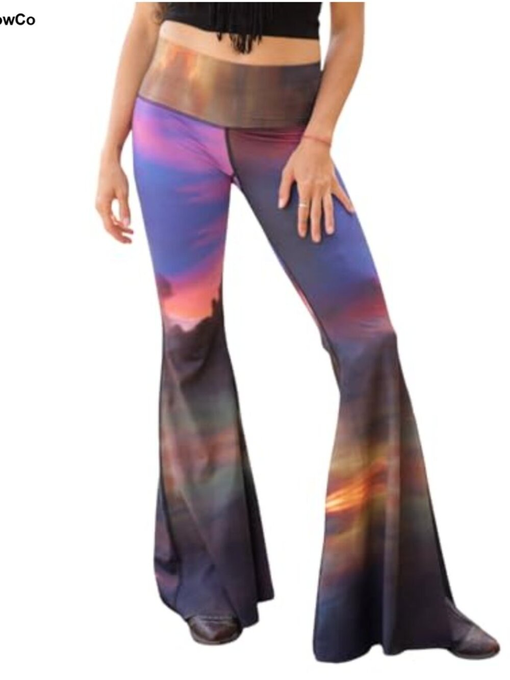High-Rise Flared Yoga Pants Recycled Polyester Stretch Bell Bottom Leggings